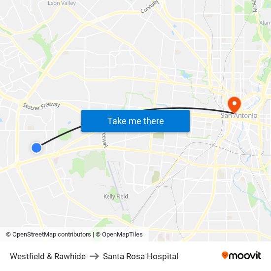 Westfield & Rawhide to Santa Rosa Hospital map