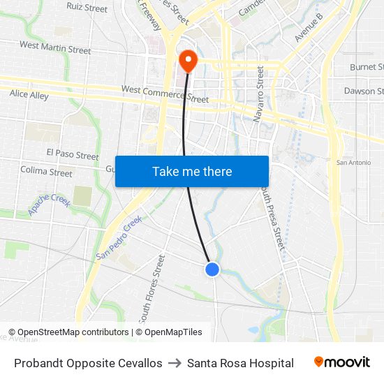 Probandt Opposite Cevallos to Santa Rosa Hospital map