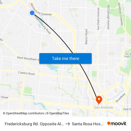 Fredericksburg Rd. Opposite Altgelt to Santa Rosa Hospital map