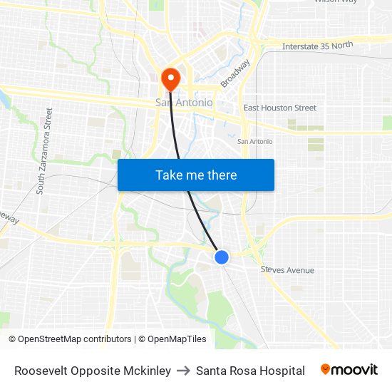 Roosevelt Opposite Mckinley to Santa Rosa Hospital map