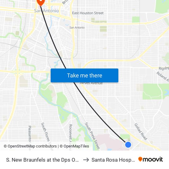 S. New Braunfels at the Dps Office to Santa Rosa Hospital map