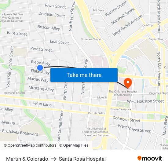 Martin & Colorado to Santa Rosa Hospital map