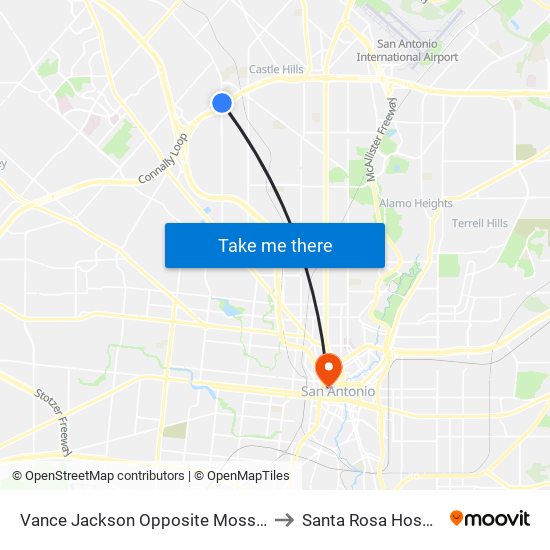 Vance Jackson Opposite Mossrock to Santa Rosa Hospital map