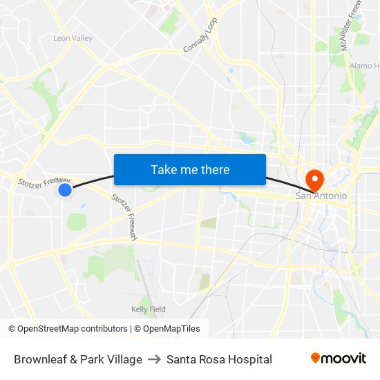 Brownleaf & Park Village to Santa Rosa Hospital map