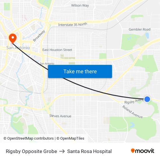 Rigsby Opposite Grobe to Santa Rosa Hospital map