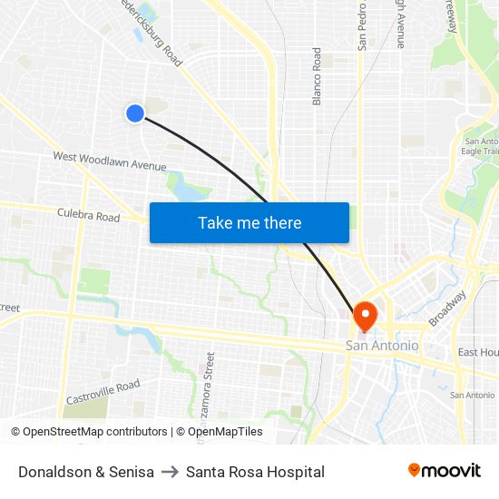 Donaldson & Senisa to Santa Rosa Hospital map