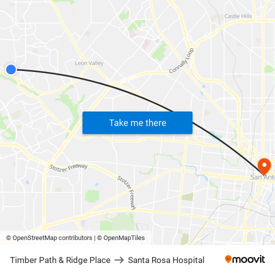 Timber Path & Ridge Place to Santa Rosa Hospital map