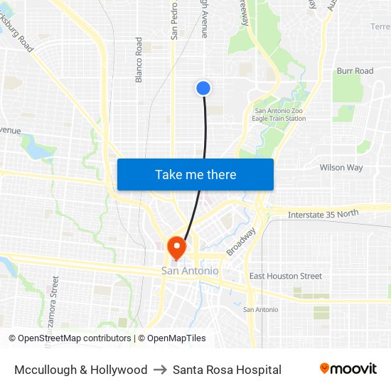 Mccullough & Hollywood to Santa Rosa Hospital map