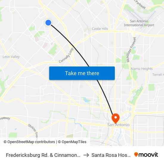 Fredericksburg Rd. & Cinnamon Creek to Santa Rosa Hospital map