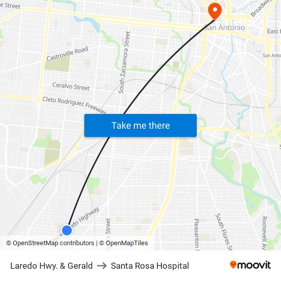 Laredo Hwy. & Gerald to Santa Rosa Hospital map