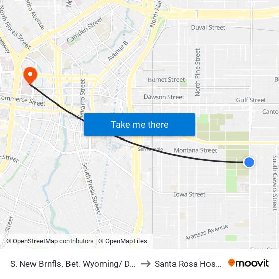 S. New Brnfls. Bet. Wyoming/ Dakota to Santa Rosa Hospital map