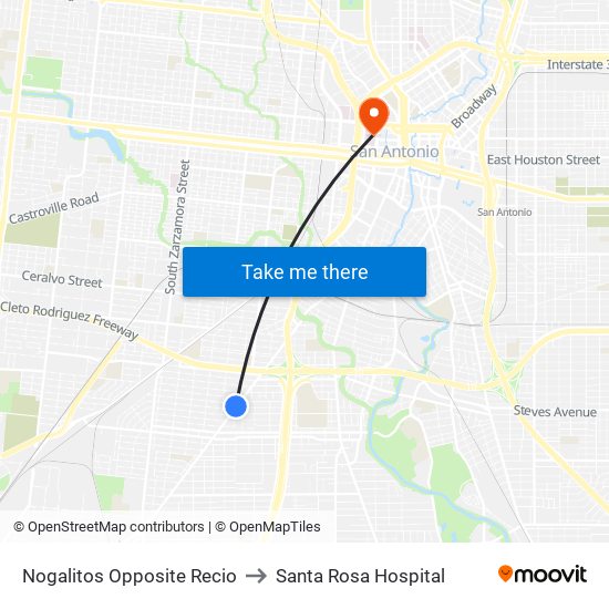 Nogalitos Opposite Recio to Santa Rosa Hospital map