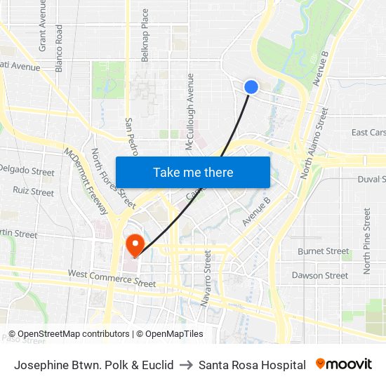 Josephine Btwn. Polk & Euclid to Santa Rosa Hospital map