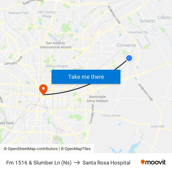 Fm 1516 & Slumber Ln (Ns) to Santa Rosa Hospital map