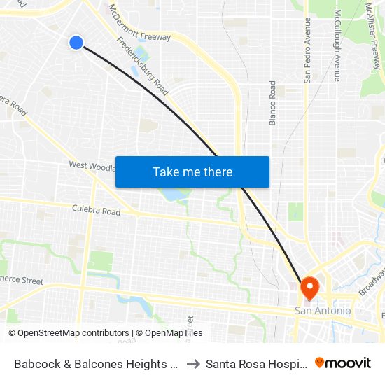 Babcock & Balcones Heights Rd. to Santa Rosa Hospital map