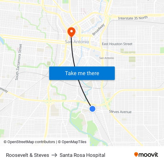 Roosevelt & Steves to Santa Rosa Hospital map