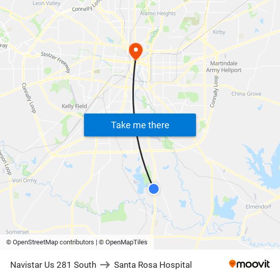 Navistar Us 281 South to Santa Rosa Hospital map