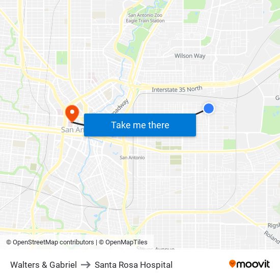 Walters & Gabriel to Santa Rosa Hospital map