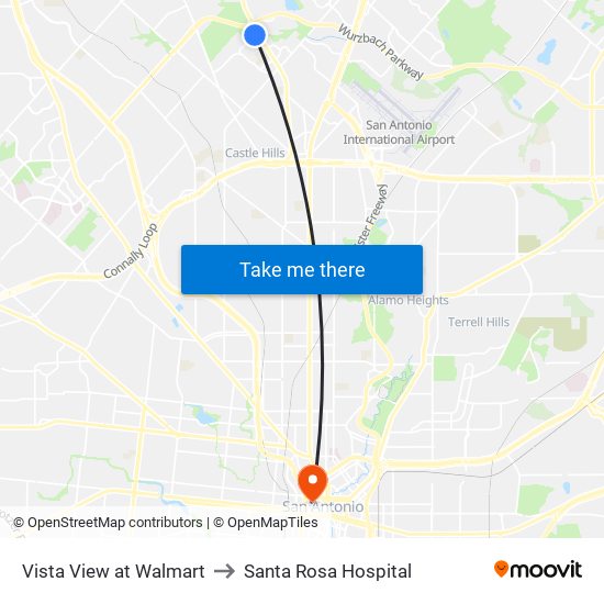 Vista View at Walmart to Santa Rosa Hospital map