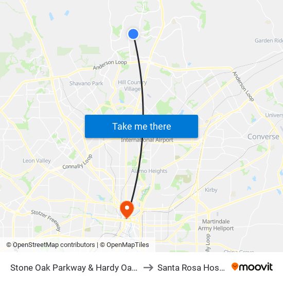 Stone Oak Parkway & Hardy Oak Blvd to Santa Rosa Hospital map