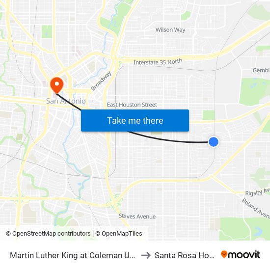 Martin Luther King at Coleman Underpass to Santa Rosa Hospital map