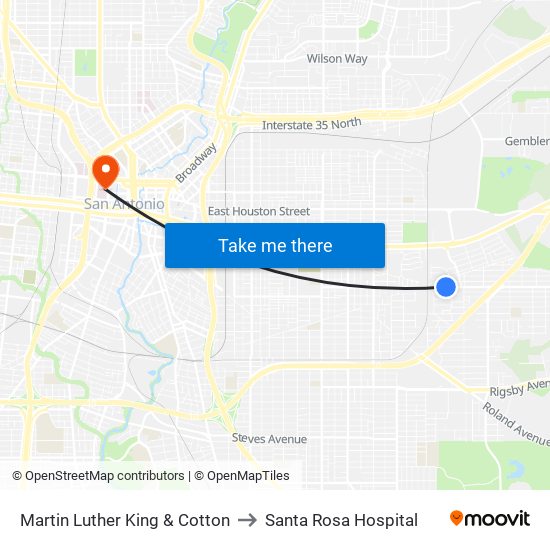 Martin Luther King & Cotton to Santa Rosa Hospital map