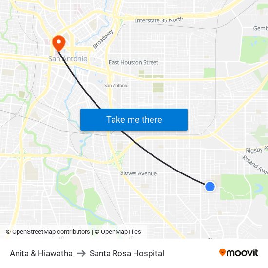 Anita & Hiawatha to Santa Rosa Hospital map