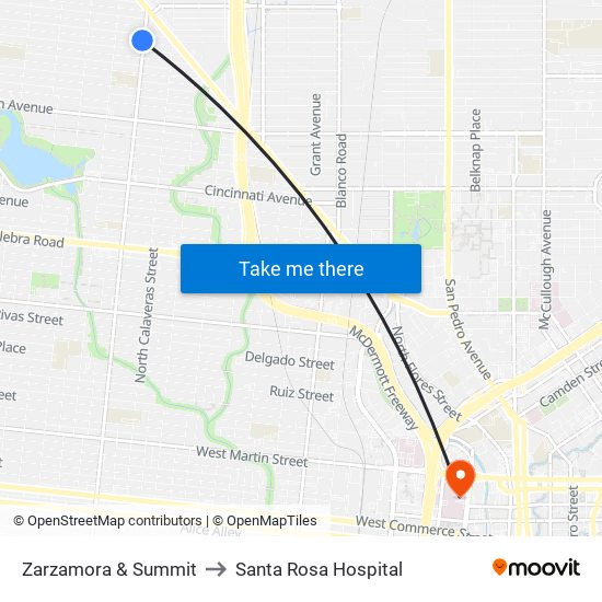 Zarzamora & Summit to Santa Rosa Hospital map