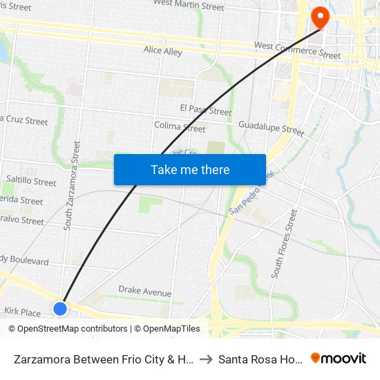 Zarzamora Between Frio City & Hwy Us 90 to Santa Rosa Hospital map