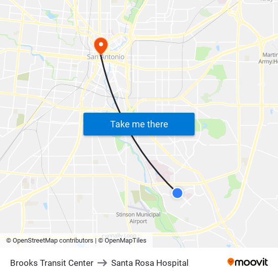 Brooks Transit Center to Santa Rosa Hospital map