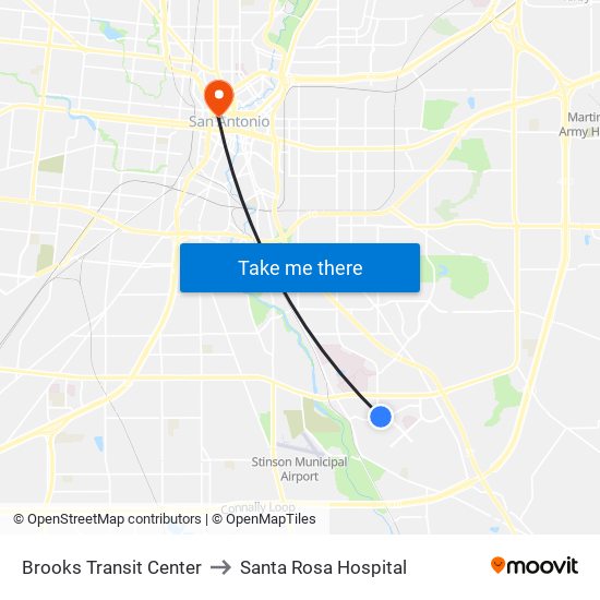 Brooks Transit Center to Santa Rosa Hospital map