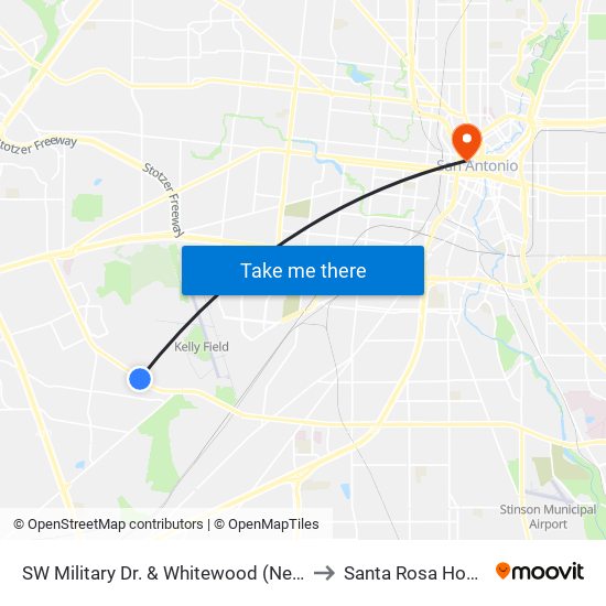 SW Military Dr. & Whitewood (Near Side) to Santa Rosa Hospital map