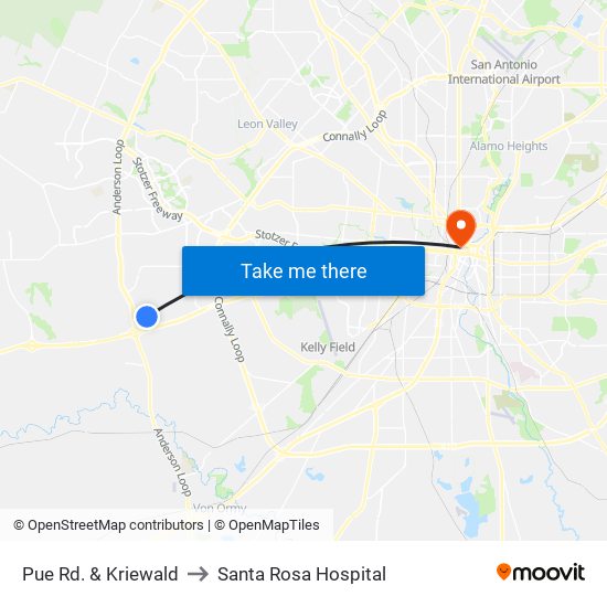 Pue Rd. & Kriewald to Santa Rosa Hospital map