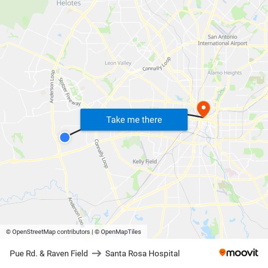 Pue Rd. & Raven Field to Santa Rosa Hospital map