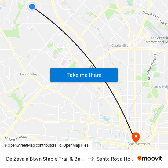 De Zavala Btwn Stable Trail & Bacon Pkwy to Santa Rosa Hospital map