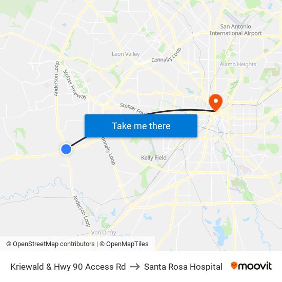 Kriewald & Hwy 90 Access Rd to Santa Rosa Hospital map