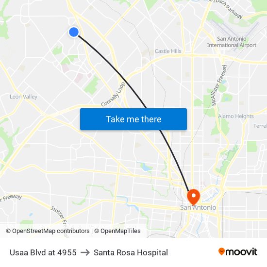 Usaa Blvd at 4955 to Santa Rosa Hospital map