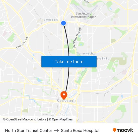 North Star Transit Center to Santa Rosa Hospital map