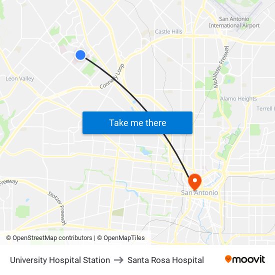 University Hospital Station to Santa Rosa Hospital map