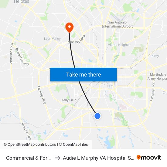 Commercial & Formosa to Audie L Murphy VA Hospital STVHCS map