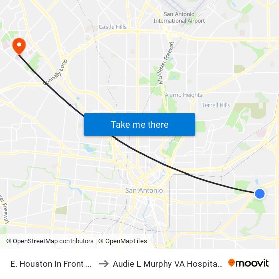 E. Houston In Front Of 4139 to Audie L Murphy VA Hospital STVHCS map