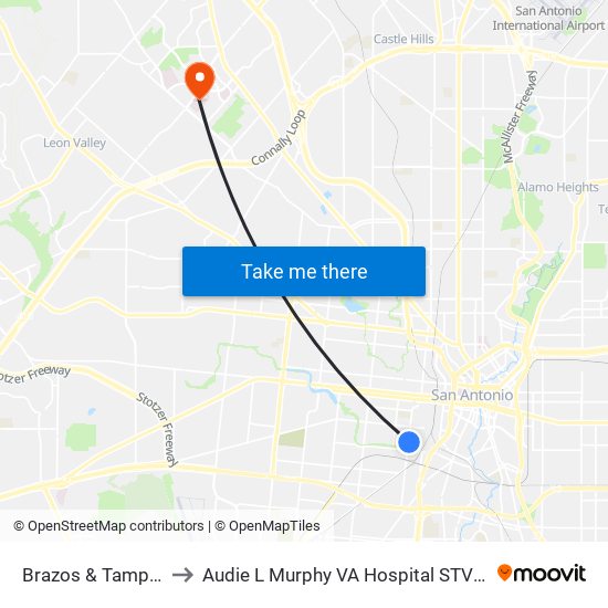 Brazos & Tampico to Audie L Murphy VA Hospital STVHCS map