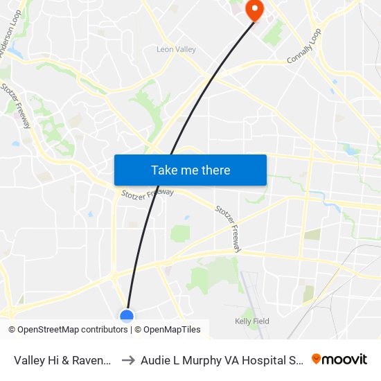 Valley Hi & Ravenwood to Audie L Murphy VA Hospital STVHCS map