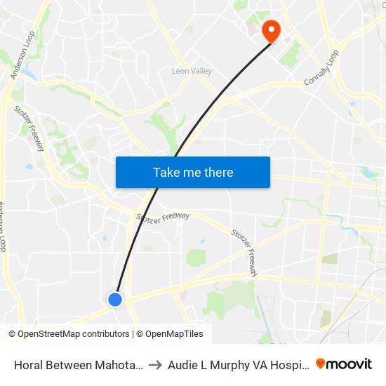 Horal Between Mahota & Tarasco to Audie L Murphy VA Hospital STVHCS map