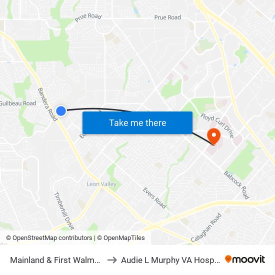 Mainland & First Walmart Entrance to Audie L Murphy VA Hospital STVHCS map