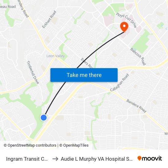 Ingram Transit Center to Audie L Murphy VA Hospital STVHCS map