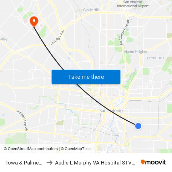 Iowa & Palmetto to Audie L Murphy VA Hospital STVHCS map