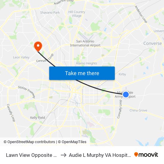 Lawn View Opposite Tree View to Audie L Murphy VA Hospital STVHCS map