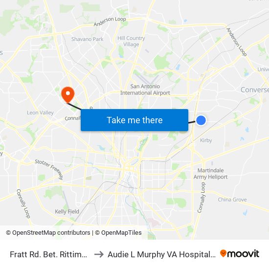 Fratt Rd. Bet. Rittiman & Vill to Audie L Murphy VA Hospital STVHCS map