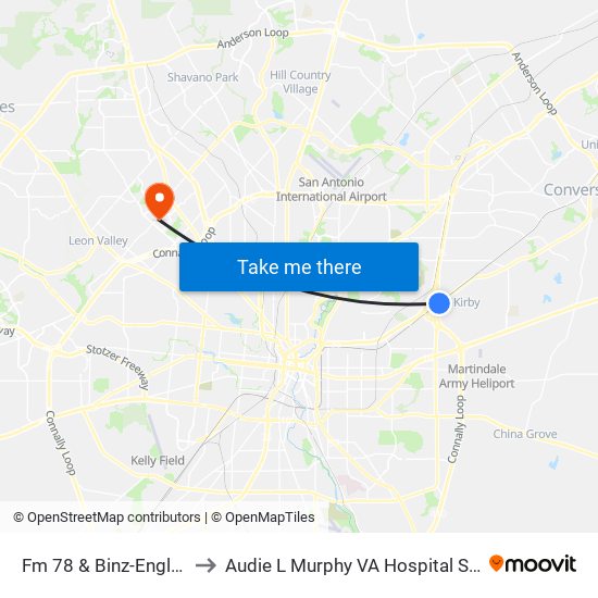 Fm 78 & Binz-Engleman to Audie L Murphy VA Hospital STVHCS map